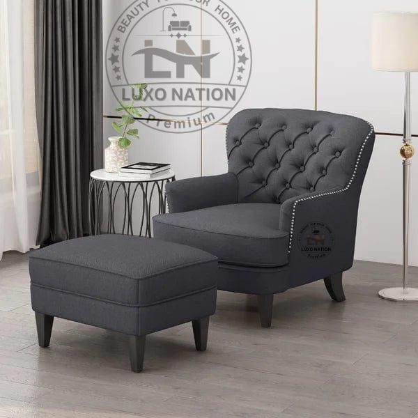 Luxo Nation Designer Armchair with Ottoman – Modern Lounge Chair Combo